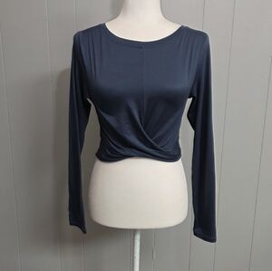 Kyodan Blue Long Sleeve Crossover Crop Top Size S